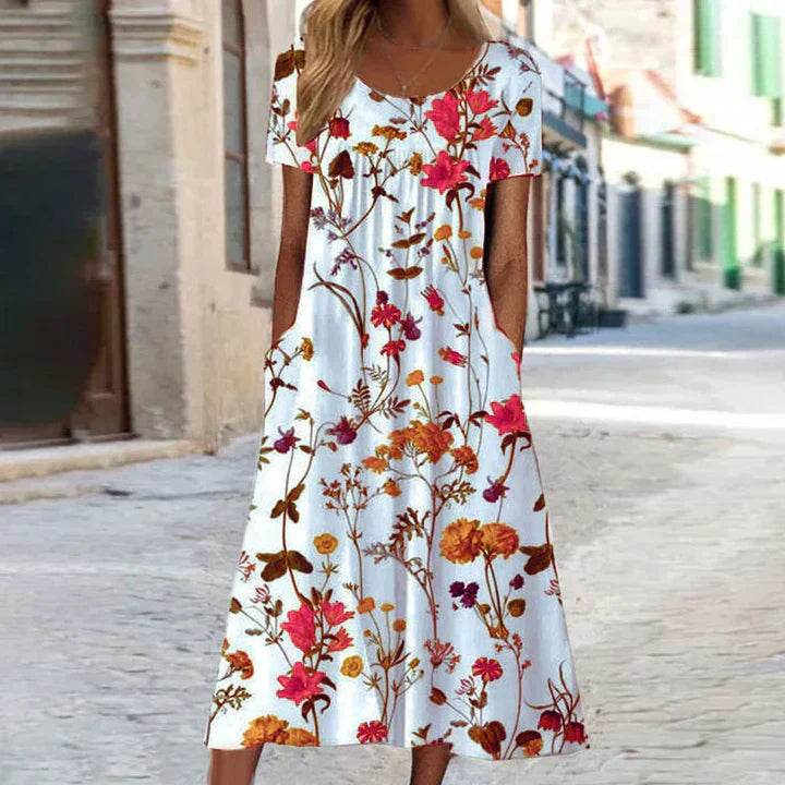 Winslet | Women's Floral Short Sleeve Midi Dress - Navy - Image 5