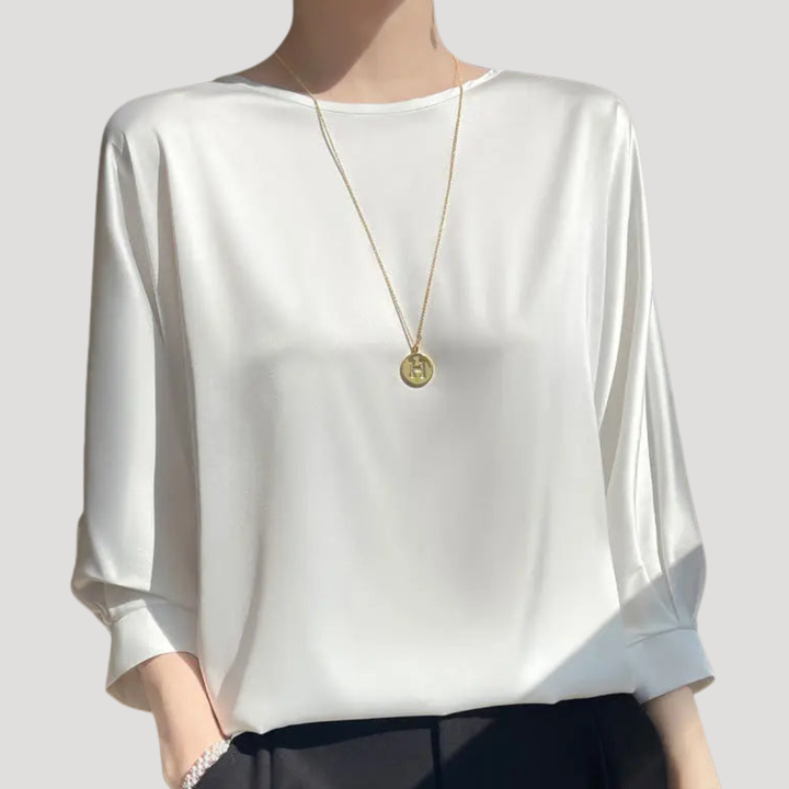 Xanthe | Women's Long Sleeve Relaxed Fit Blouse - White - Image 1