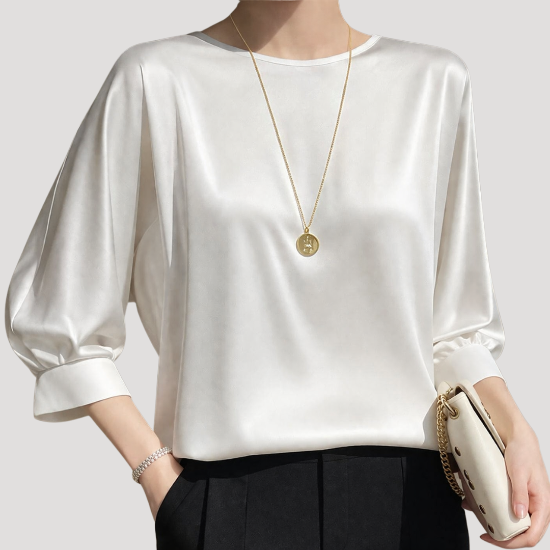 Xanthe | Women's Long Sleeve Relaxed Fit Blouse - White - Image 2