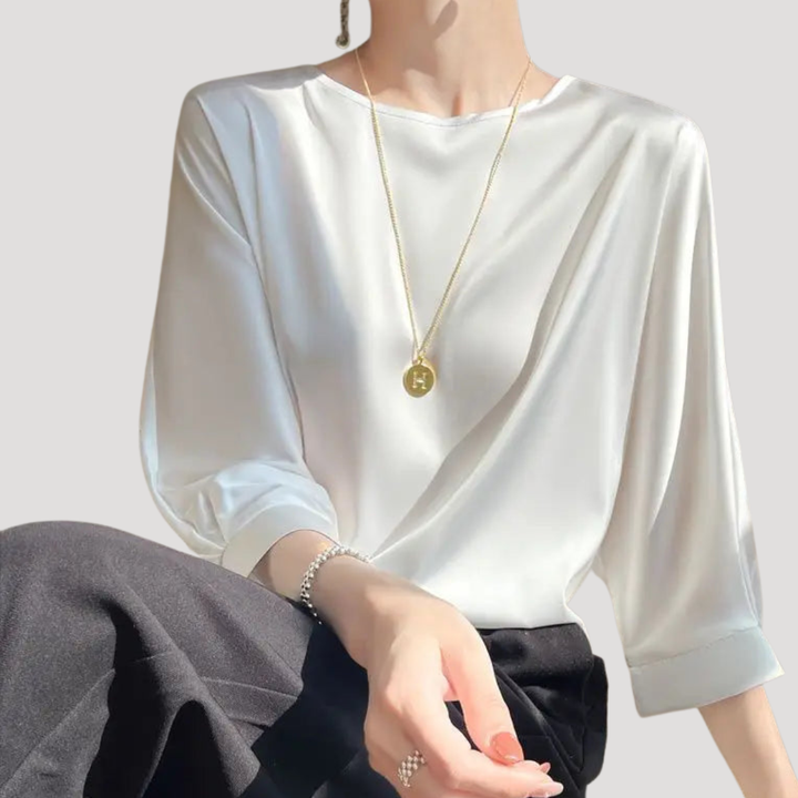 Xanthe | Women's Long Sleeve Relaxed Fit Blouse - White - Image 3
