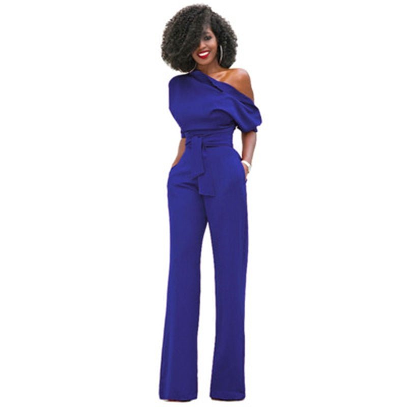 Zara | Women's Off Shoulder Wide Leg Jumpsuit - Red - Image 2