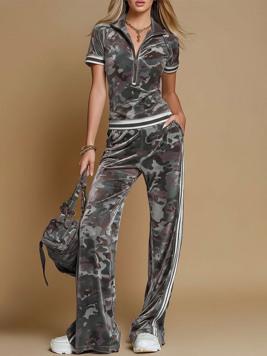 Zelda | Women's Camo Short Sleeve Two Piece Set - Image 2