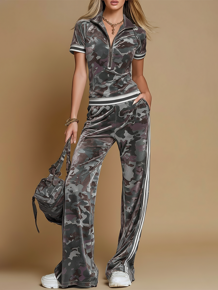 Zelda | Women's Camo Short Sleeve Two Piece Set - Image 2