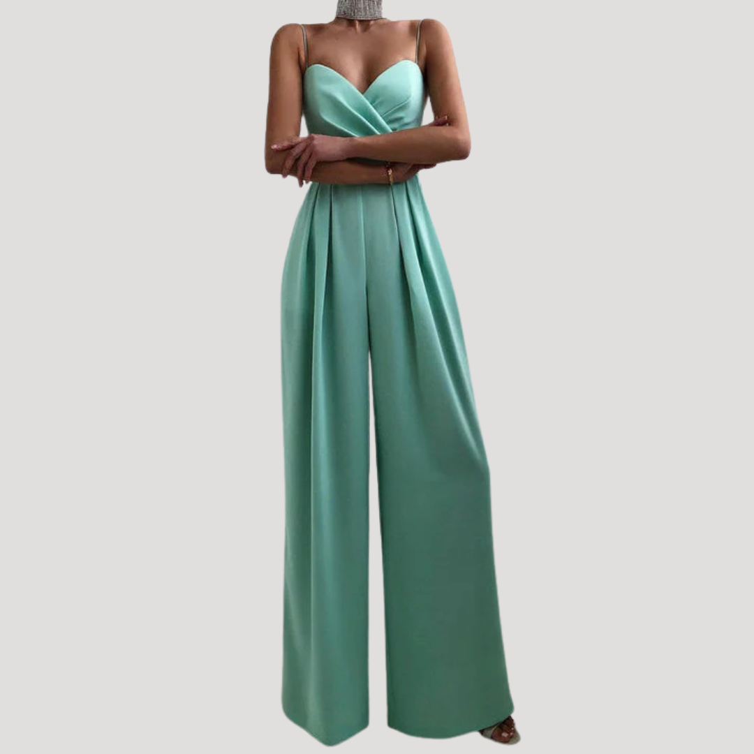 Zelda | Women's Sweetheart Wide Leg Jumpsuit - Teal - Image 1