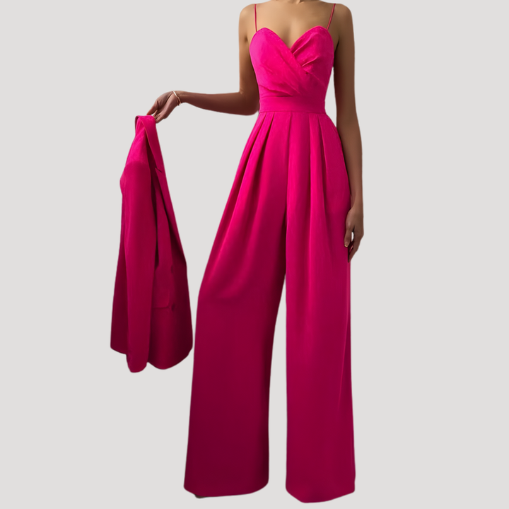 Zelda | Women's Sweetheart Wide Leg Jumpsuit - Teal - Image 5