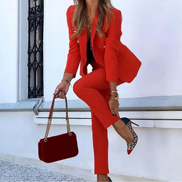 Zeliana | Women's Yellow Two-Piece Blazer Set - Yellow - Image 3