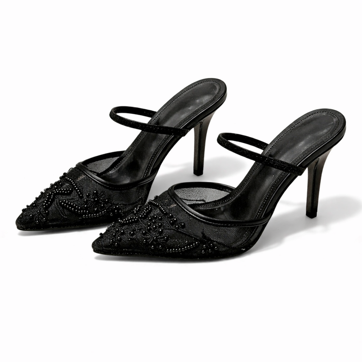 Zephyr | Women's Embroidered Slingback Kitten Heel - Champagne - Image 5