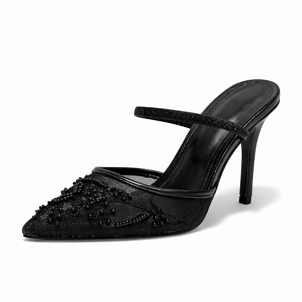 Zephyr | Women's Embroidered Slingback Kitten Heel - Champagne - Image 6