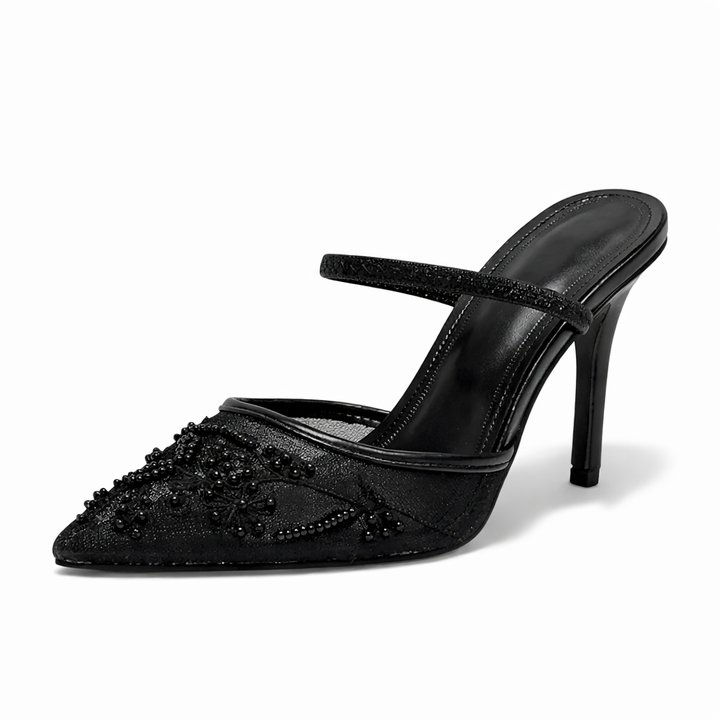 Zephyr | Women's Embroidered Slingback Kitten Heel - Champagne - Image 6
