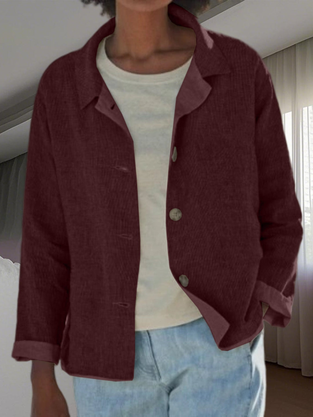 Zephyra | Women's Casual Long Sleeve Button Front Jacket - Image 8