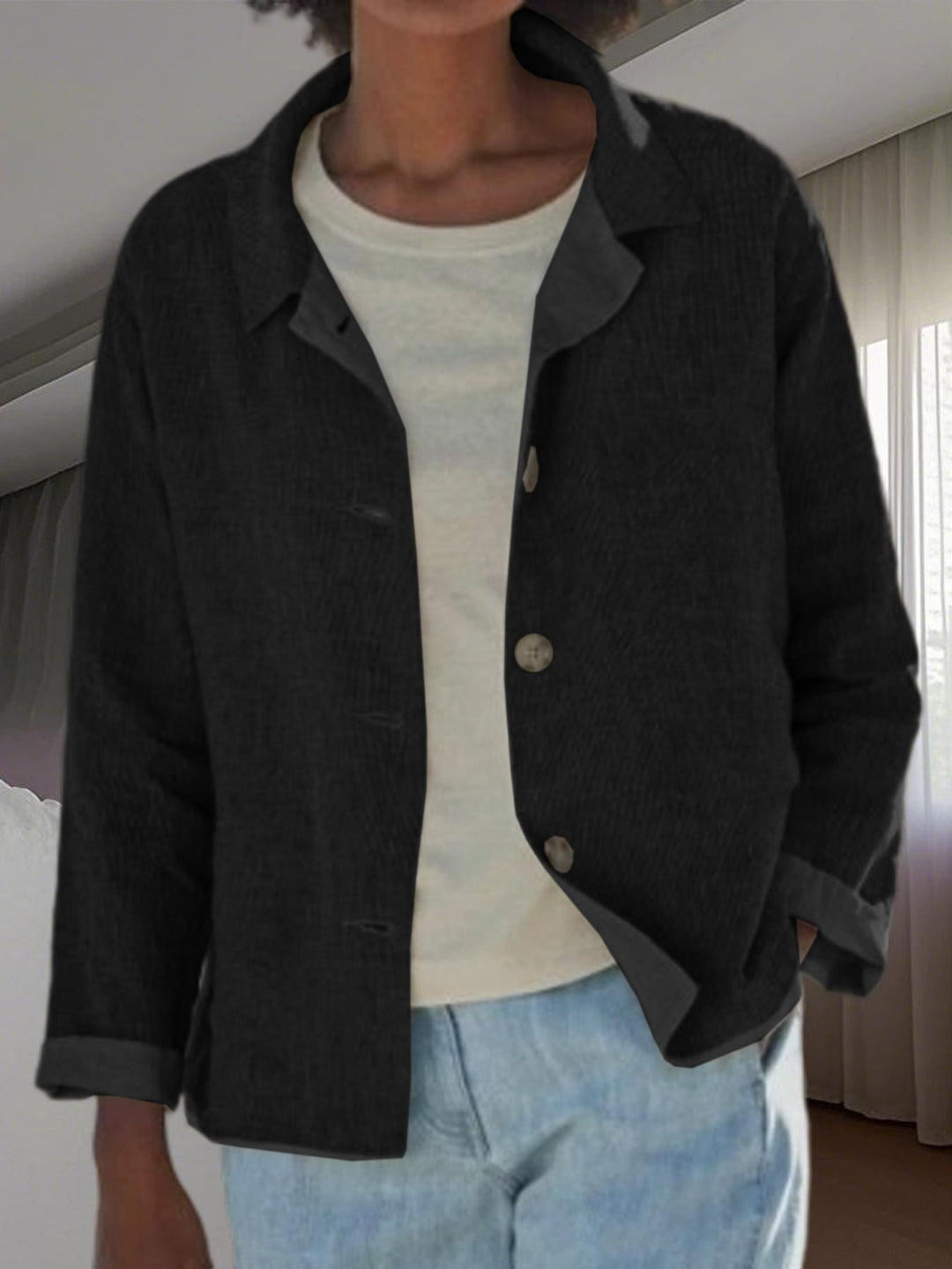 Zephyra | Women's Casual Long Sleeve Button Front Jacket - Image 9