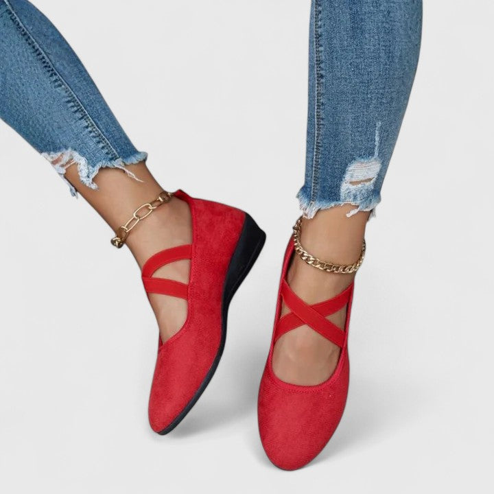 Zephyra | Women's Cross Strap Mary Jane Flats - Black - Image 4