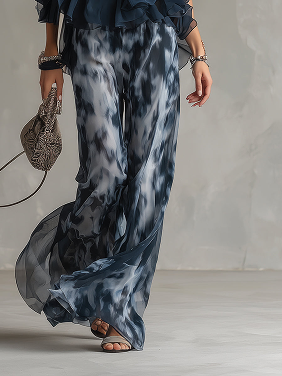 Zephyra | Women's Halter Wide Leg Two Piece Set - Navy - Image 6