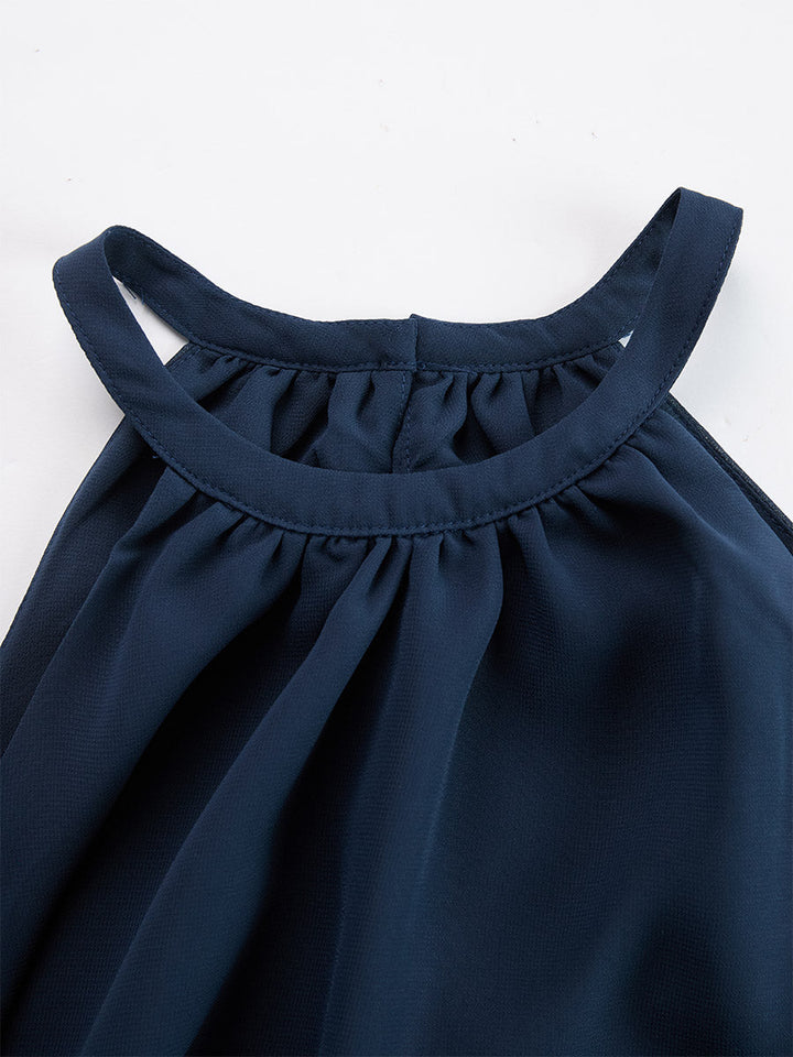 Zephyra | Women's Halter Wide Leg Two Piece Set - Navy - Image 7