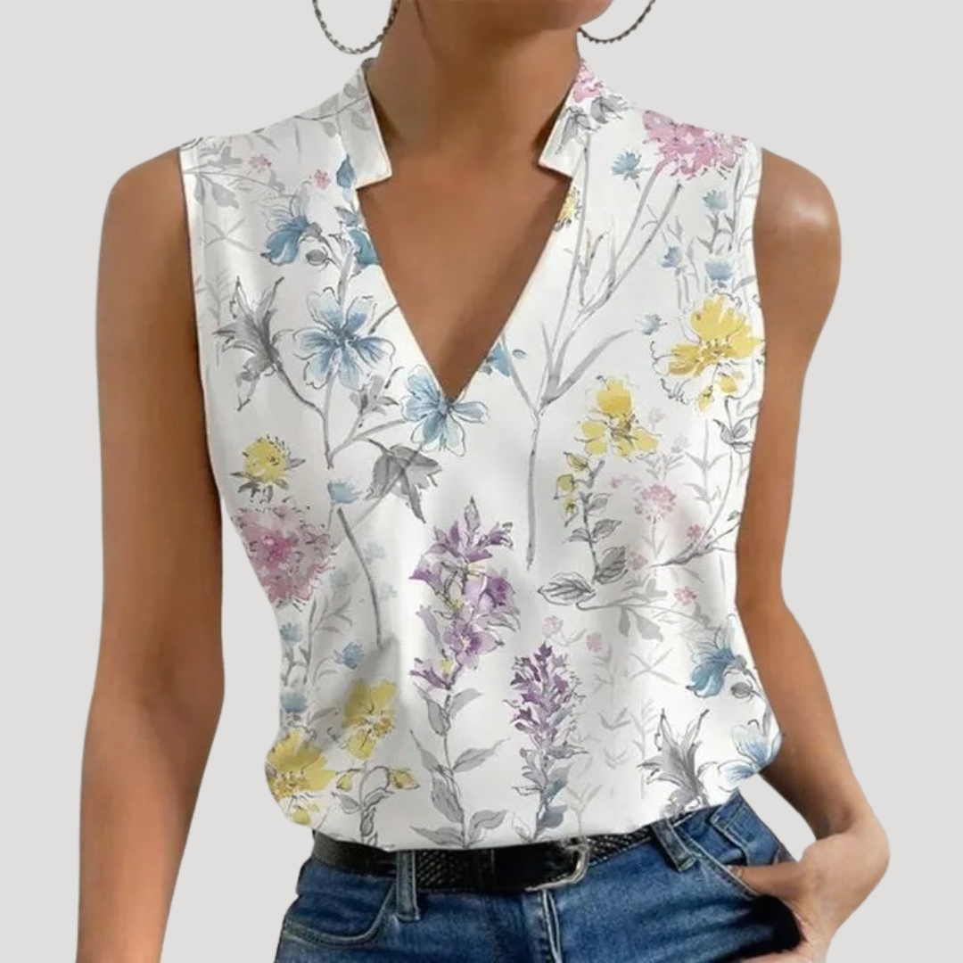 Zinnia | Women's Wrap Front Sleeveless Blouse - White - Image 8